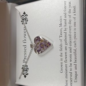 Unique pressed flower Silver plate necklace